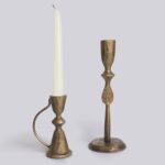 Antique Brass Cast Iron Candle Holders Set of 2 – Vintage Decorative Taper Candl... - Image 2