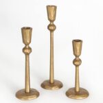 Antique Brass Iron Taper Candle Holder - Set of 3 Decorative Candle Stand, Candl... - Image 2
