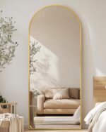 Antok Arched Full Length Mirror, 56"x15" Gold Metal Frame Floor Mirror for Bedro... - Image 2
