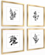 ArtbyHannah Gold Framed Wall Art with Herbs Plants Botanical Pictures in 11x11in... - Image 2