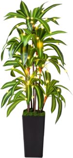 Artificial Dracaena Tree 5FT, Fake Plants with Black Tall Planter - Fake Tree Ta... - Image 2