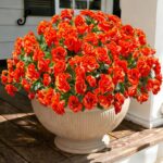 Artificial Faux Flowers Plants for Spring Outdoor Outside Decor, Fake Silk Orang... - Image 2