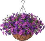 Artificial Silk Flowers Hanging Baskets Outdoors Indoors, Daisy with Eucalyptus ... - Image 2