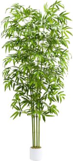 Artificial Tree Fake Plants, Artificial Bamboo Tree 7FT Tall in White Potted, Ar... - Image 2