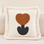 Avigers 18 x 18 Inch Beige Tulip Embroidery Velvet Cushion Cover, Luxury Modern ... - Image 2