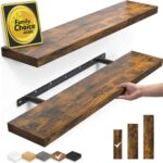 BAYKA Floating Shelves Set of 2, 22.5 inches Farmhouse Rustic Wood Wall Mounted ... - Image 2