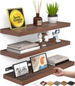 BAYKA Floating Shelves for Wall, Set of 3, Wall Mounted Rustic Wood Shelves for ... - Image 2