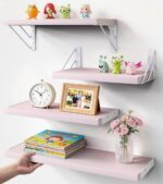 BAYKA Wall Shelves for Bedroom Decor, Pink Floating Wall Shelf for Living Room K... - Image 2
