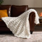 BEDELITE Faux Fur Cream Throw Blanket for Couch - Super Soft & Cozy Plush Stripe... - Image 2