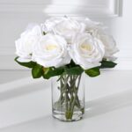 BLEUM CADE Luxury PU Fake Flowers in Vase with Faux Water, White Real Touch Rose... - Image 2
