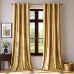 BULBUL Velvet Gold Curtains 84 inch Length- Living Room Blackout Thermal Window ... - Image 2