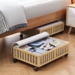 Bamboo Under Bed Storage Containers with Wheels, 2 Pack Under the Bed Shoe Stora... - Image 2