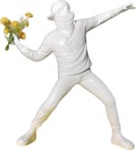 Banksy Street Graffiti Art Statue,Throwing Flower Boy Figurine,Resin Statue Orna... - Image 2