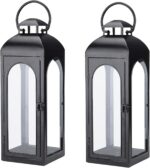 Bdor 2 Pack Large Luxury Lantern Decorative Tall 20 Inches Black Metal Hurricane... - Image 2