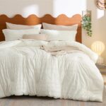 Bedsure Tufted Boho Comforter Set Queen Size - White Boho Bed Set, GentleSoft 3... - Image 2