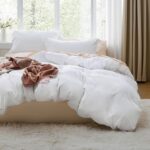 Bedsure White Duvet Cover Queen Size - 3 Pieces Prewashed Cotton-Like Polyester ... - Image 2