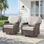 Belord Patio Chairs Set of 2, Wicker Swivel Rocker Outdoor Chairs for Deck Porch... - Image 2