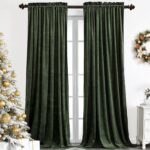 Benedeco Green Velvet Curtains for Bedroom Window, Super Soft Luxury Drapes, Roo... - Image 2