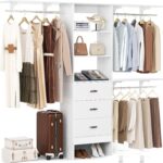 Besiost Closet System with Drawer - 8FT Wood Closet Organizer System with 3 Hang... - Image 2