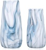 Blue and White Vase Set of 2, Light Blue Vases Home Decor, Decorative Pretty Uni... - Image 2
