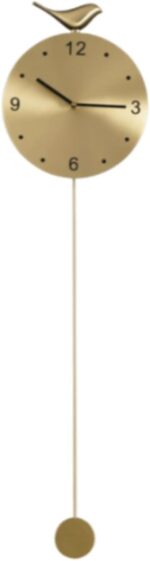 Brass Grid Pendulum Wall Clock - Modern Minimalist Silent Swaying Clock, Creativ... - Image 2