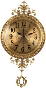 Brass Wall Clock for Living Room - Modern Silent Non-Ticking Round Gold Clock, K... - Image 2