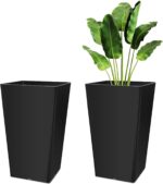 Briwooody Set of 2 15.75 Inch Large Taper Planters Outdoor Indoor Tall Resin Flo... - Image 2