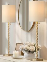 Buffet Lamps Set of 2, 28.5" Tall Brass Finish Lamps for Entryway, Hallway, Cons... - Image 2