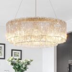 CATINER Gold Chandeliers 24”Modern Crystal Glass Round Chandelier 10-Light Drum ... - Image 2