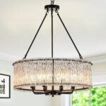 CATINER Modern Drum Chandelier 24.4" Black Crystal Glass Chandeliers 8-Light Lux... - Image 2