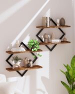 CHOEZON Floating Shelves, Set of 2 Wall Shelves, 2-Tier Hanging Shelves, Wall Sh... - Image 2