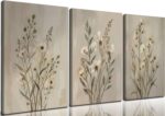 CHTEXA Neutral Floral Canvas Wall Art Set of 3 Botanical Wall Decor Beige Wildfl... - Image 2