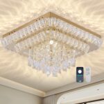 COCOSTAR Crystal Chandeliers, Modern Led Luxury Chandelier, 25" Suqare Flush Mou... - Image 2