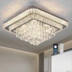 COCOSTAR Crystal Chandeliers, Modern Led Luxury Chandelier, 34" Suqare Flush Mou... - Image 2