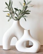 Carrot's Den Donut Vase, Set of 2 - White Large Ceramic Vase - Minimalist Nordic... - Image 2