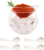 Caviar Server Set Glass Caviar Dish with 3.54 inch Shell Spoons Mother of Pearl ... - Image 2