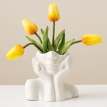 Ceramic Face Vase, White Flower Vases for Decor Female Form Head Half Body Vase ... - Image 2