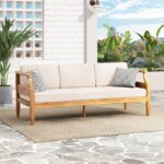 Christopher Knight Home Aston Outdoor 3 Seater Sofa, Upholstered Cushion Couch, ... - Image 2