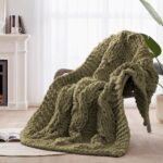 Chunky Knit Blanket Throw - 100% Hand Knitted Chunky Throw Blanket for Couch, Th... - Image 2