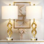 Cinyirong 30" White and Gold Table Lamps Set of 2 for Living Room, Modern Touch ... - Image 2