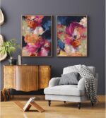 Colorful Abstract Wall Art Decor Modern Flower Canvas Wall Art Abstract Flower P... - Image 2