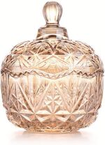 Colorful Crystal Glass Candy Snack Barrel Storage Jar Embossed Luxury Cookie Buf... - Image 2