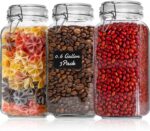 ComSaf 3-Pack 78oz Large Square Airtight Glass Jars for Bulk Food, Holds a 4lb B... - Image 2