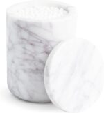 Cork & Mill Marble Bathroom Container with Lid - Holder for Qtip Swabs, Cotton B... - Image 2