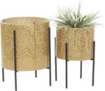 CosmoLiving by Cosmopolitan Metal Indoor Outdoor Planter Floral Cutout Small Pla... - Image 2