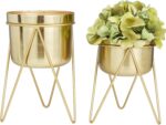 CosmoLiving by Cosmopolitan Metal Indoor Outdoor Planter Small Planter Pot with ... - Image 2
