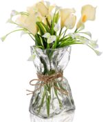 Covzoe Glass Vase, 8.7 Inch Tall Irregular Shaped Flower Vase with Hemp Rope, Cl... - Image 2
