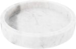 Creative Co-Op Minimalist Round Carved Marble Tray or Charcuterie Board, White - Image 2