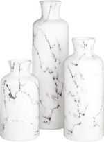 Creative Scents White Marble Look Vases Home Decor - Vase Set of 3 - Perfect for... - Image 2