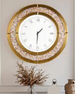 Crushed Diamond Wall Clock Round Decorative Mirrored Clock 24 inch Brown - Image 2